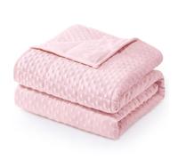 Wemore Minky Dot Weighted Blanket for Adults Twin Size 15 lbs, Soft Cozy Heavy Blanket for Stress Relief and Sleep Promotion, Breathable Blanket for All-Season with Glass Beads, Pink 48 x 72 inches