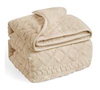 Wemore Weighted Blanket for Adults Twin Size 15 lbs, Dual Sided Soft Fuzzy Jacquard Sherpa Weighted Blankets for Sleeping, Cozy Fluffy Knitted Heavy Blanket for Couch Bed, Khaki, 60 x 80 inches