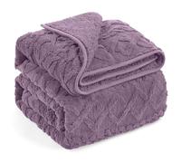 Wemore Weighted Blanket for Adults Twin Size 15 lbs, Dual Sided Soft Fuzzy Jacquard Sherpa Weighted Blankets for Sleeping, Cozy Fluffy Knitted Heavy Blanket for Couch Bed, Purple, 60 x 80 inches