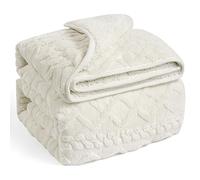 Wemore Weighted Blanket for Adults Twin Size 15 lbs, Dual Sided Soft Fuzzy Jacquard Sherpa Weighted Blankets for Sleeping, Cozy Fluffy Knitted Heavy Blanket for Couch Bed, Cream White, 60 x 80 inches