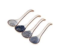 WEMUBSU Serving Spoon, 4 Pieces Ceramic Soup Spoon 6.4 Inch Length Porcelain Dinner Spoon Set of 4 for Eating Dessert Appetizers Cereal