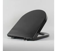 Wemune Black Toilet Seat D Shaped, Soft Close Toilet Lid with Quick Release for Easy Clean, UF Material Removable Loo Seat D-Shape, 36 * 45Cm