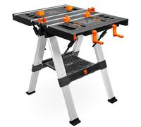 WEN 2-in-1 Folding Work Table and Sawhorse, 440-Pound Capacity with Onboard Clamps and Clamp Dogs (WB3225)