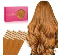 Wen nalife Tape in Hair Extensions Human 20pcs 14 inch 50g Auburn Ginger Remy Tape Extensions Real Coloured