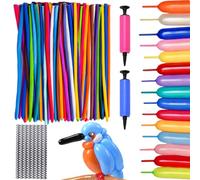 WENAUANG Pack of 150 Modelling Balloons, 100/150 Long Colourful Balloons with 2 Large Pumps and 2 Emoji Stickers, Magic Balloon for Balloons Knots, Balloons Animals Clown Shapes