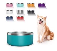 WENBOKMIN Dog Bowl, Stainless Steel Dog Food and Water Bowl with Non Slip Quiet Bottom, Easy to Clean, Dishwasher Safe, 40oz, Lake Blue