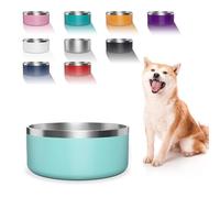 WENBOKMIN Dog Bowl, Stainless Steel Dog Food and Water Bowl with Non Slip Quiet Bottom, Easy to Clean, Dishwasher Safe, 64oz, Mint Green