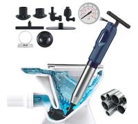 Wenbones Compressed Air Pipe Cleaner, Drain Cleaner Pump with Air Compression, 4 Suction Cups, Air Pressure Gauge for Sink, Toilet, Bathroom, Kitchen, Pipe Cleaner with Spring Mechanism (Blue)