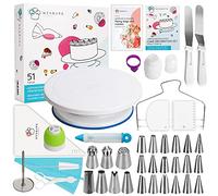 Wenburg Cake Turntable Decorating Kit, 51 pcs - Piping Bags and Nozzles, Cake Turntable, Leveller, Scrapers - Baking Accessories & Cake Decorating Tools - Baking Supplies - for Beginners & Pros