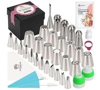 Wenburg Flower Piping Tips Set with 29 Attachments | Russian Piping Nozzles Set | Ball, Ruffle and Leaf Tips, Filling Nozzle | Cupcakes & Cake Decorating Tips | Icing Bags and Tips Set (Universal)