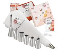 Wenburg Large Piping Nozzle Set - 7 Large Icing Nozzles for Cake Decorating - Cotton Icing Bag - Coupler I Professional Cupcake, Cake Decoration Piping Tips (Premium)
