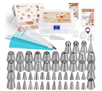 Wenburg Russian Stainless Steel Piping Nozzles Set: 52 Professional Nozzles - Large Ruffle Ball Toppers, Filling Tips; Silicone and Disposable Piping Bag, Accessories, Cake, Cupcake Decoration (Magic)