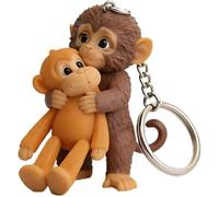 Wenchrisdt Protect The Monkey Keychain, 2D Punch Keychain Decoration, Soft Stuffed Animal Keyring for Backpack Purse Car Keys