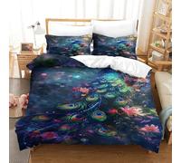WENCIUEOL Peacock Duvet Cover Set 3 PCS Hotel Quality Quilt Cover Bedding Set Bed Covers with Pillowcases with Zipper Closure Hypoallergenic Soft Breathable Microfiber Super King（260x220cm）