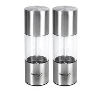 wenco 555203 Premium Salt/Pepper Mill Set for Grinding Dry Spices, Ceramic Grinder, Stainless Steel, Silver/Transparent