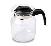 Wenco Glass Jug 1.25 L - Ideal for Tea, Coffee and Cold Drinks, Heat-Resistant, with Lid and Spout Opening - Dishwasher Safe and Shatterproof - Transparent/Black