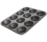 wenco Premium 12 Muffin Tin, Non-Stick Baking Tin, Dishwasher Safe, Black, Aluminium
