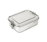 wenco Premium stainless steel lunch box, with 2 compartments, 850 ml lunch box (1 net content), waterproof, dishwasher-safe, includes replacement silicone ring, 18.5 x 14 x 5.5 cm, silver