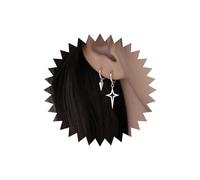 Wendalern Asymmetrical Star Spike Dangle Earrings Geometric Triangle Crossed Star Drop Hoop Earrings Mismatch Crucifix Cone Earrings Small Huggie Hoop Earrings Jewelry for Women Men