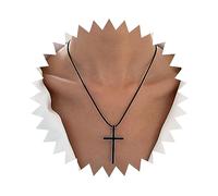 Wendalern Black Cross Necklace Vintage Stainless Steel Cross Pendant Necklace Classic Leather Cord Chain Crucifix Necklace Religious Belief Jewelry for Women Men