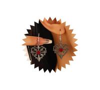 Wendalern Black Heart Earrings Red Crystal Heart Dangle Earrings Gothic Arrows Heart Hook Earrings Vintage Sacred Heart Drop Earrings Thorns Heart Statement Earrings Jewelry for Women