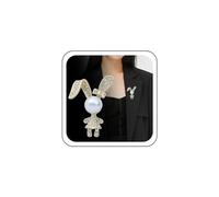 Wendalern Cute Rhinestone Bunny Brooch Pin Full Diamond Cz Easter Rabbit Brooch Faux Pearl Cartoon Animal Lapel Pin Corsage Clothing Decor Pin Badges Accessories Jewelry for Women and Girls