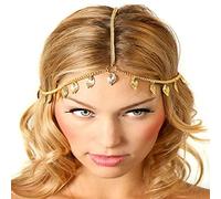 Wendalern Gold Bridal Head Chain Boho Leaf Wedding Headband Layered Forehead Chain HeadPieces Vintage Multilayer Tassel Leaves Head Band Gypsy Costume Hair Accessories for Women Girls