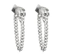 Wendalern Gothic Skull Chain Earrings Gold Chain Tassel Dangle Skeleton Earrings Vintage Ghost Skull Stud Earrings Sugar Skulls Statement Earrings Y2k Jewelry for Women and Girls