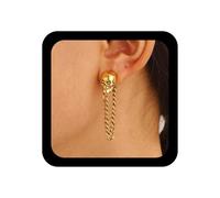 Wendalern Gothic Skull Chain Earrings Gold Chain Tassel Dangle Skeleton Earrings Vintage Ghost Skull Stud Earrings Sugar Skulls Statement Earrings Y2k Jewelry for Women and Girls