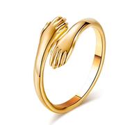 Wendalern Open Promise Index Ring Gold Hug Hand Ring Love Hug Finger Ring Couple Wrap Band Ring Engagement Ring Wedding Rings Jewellery for Women and Girls