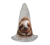 WenDang Adorable Sloth print Role playing Teen Hooded Cloak - Retro Street Cloak, Halloween Costume
