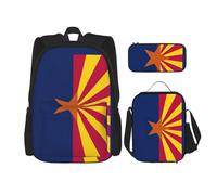 WenDang Arizona State Flag Double Shoulder Bag Set with Lunch Bag and Pencil Case, fit for Shopping, Outdoor Sports