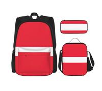 WenDang Austrian Flag Double Shoulder Bag Set with Lunch Bag and Pencil Case, fit for Shopping, Outdoor Sports