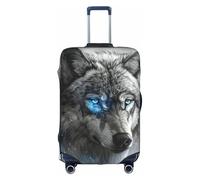 WenDang Blue Eyes Wolf Print Elastic Suitcase Protector Cover Baggage Covers, Enhance Protection, fit Unisex Travelers