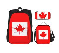 WenDang Canadian Flag Double Shoulder Bag Set with Lunch Bag and Pencil Case, fit for Shopping, Outdoor Sports