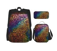 WenDang Classic Snake Skin Double Shoulder Bag Set with Lunch Bag and Pencil Case, fit for Shopping, Outdoor Sports