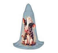WenDang cute cow print Role playing Teen Hooded Cloak - Retro Street Cloak, Halloween Costume