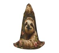 WenDang Cute Sloth print Role playing Teen Hooded Cloak - Retro Street Cloak, Halloween Costume