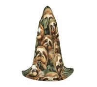 WenDang Cute Sloth print Role playing Teen Hooded Cloak - Retro Street Cloak, Halloween Costume