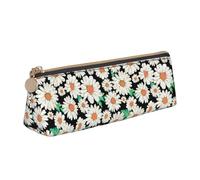 WenDang Daisy Flower Pattern Triangle Leather Stationery Storage Bag and Holiday Stationery Storage are Essential Travel Items
