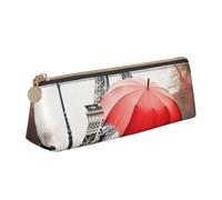 WenDang Eiffel Tower with Red Umbrella Triangle Leather Stationery Storage Bag and Holiday Stationery Storage are Essential Travel Items