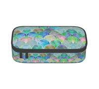 WenDang Fish Scale Ocean Wave Multifunctional Stationery Bag, fit for Travel, Office Supplies, Makeup, and Desk Organization