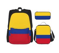WenDang Flag of Colombia Double Shoulder Bag Set with Lunch Bag and Pencil Case, fit for Shopping, Outdoor Sports