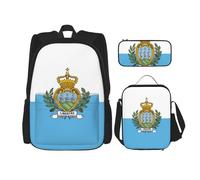 WenDang Flag of San Marino Double Shoulder Bag Set with Lunch Bag and Pencil Case, fit for Shopping, Outdoor Sports