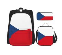 WenDang Flag of The Czech Republic Double Shoulder Bag Set with Lunch Bag and Pencil Case, fit for Shopping, Outdoor Sports