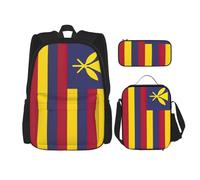 WenDang Flag of The Kingdom of Hawaii Double Shoulder Bag Set with Lunch Bag and Pencil Case, fit for Shopping, Outdoor Sports