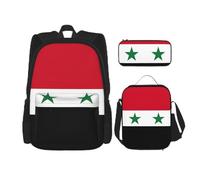 WenDang Flag of The Syrian Arab Republic Double Shoulder Bag Set with Lunch Bag and Pencil Case, fit for Shopping, Outdoor Sports