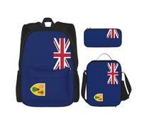 WenDang Flag of The Turks and Caicos Islands Double Shoulder Bag Set with Lunch Bag and Pencil Case, fit for Shopping, Outdoor Sports
