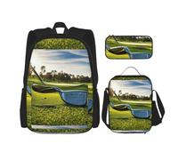 WenDang Golf Club Double Shoulder Bag Set with Lunch Bag and Pencil Case, fit for Shopping, Outdoor Sports