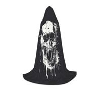 WenDang horror ghost skull print Role playing Teen Hooded Cloak - Retro Street Cloak, Halloween Costume